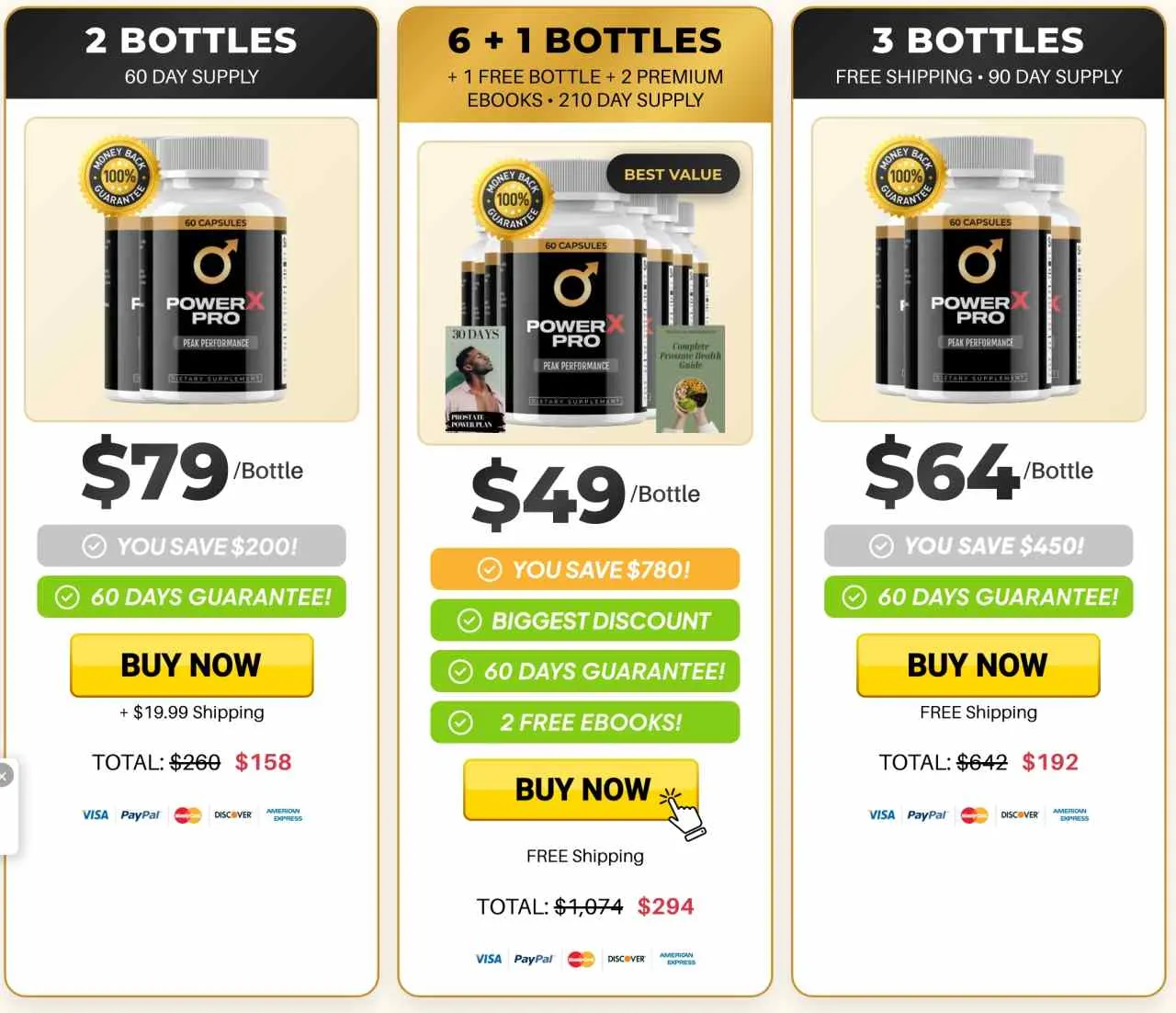 PowerX Pro Pricing — 2 Bottle, 3 Bottle and 6+1 Bottle Packages Available